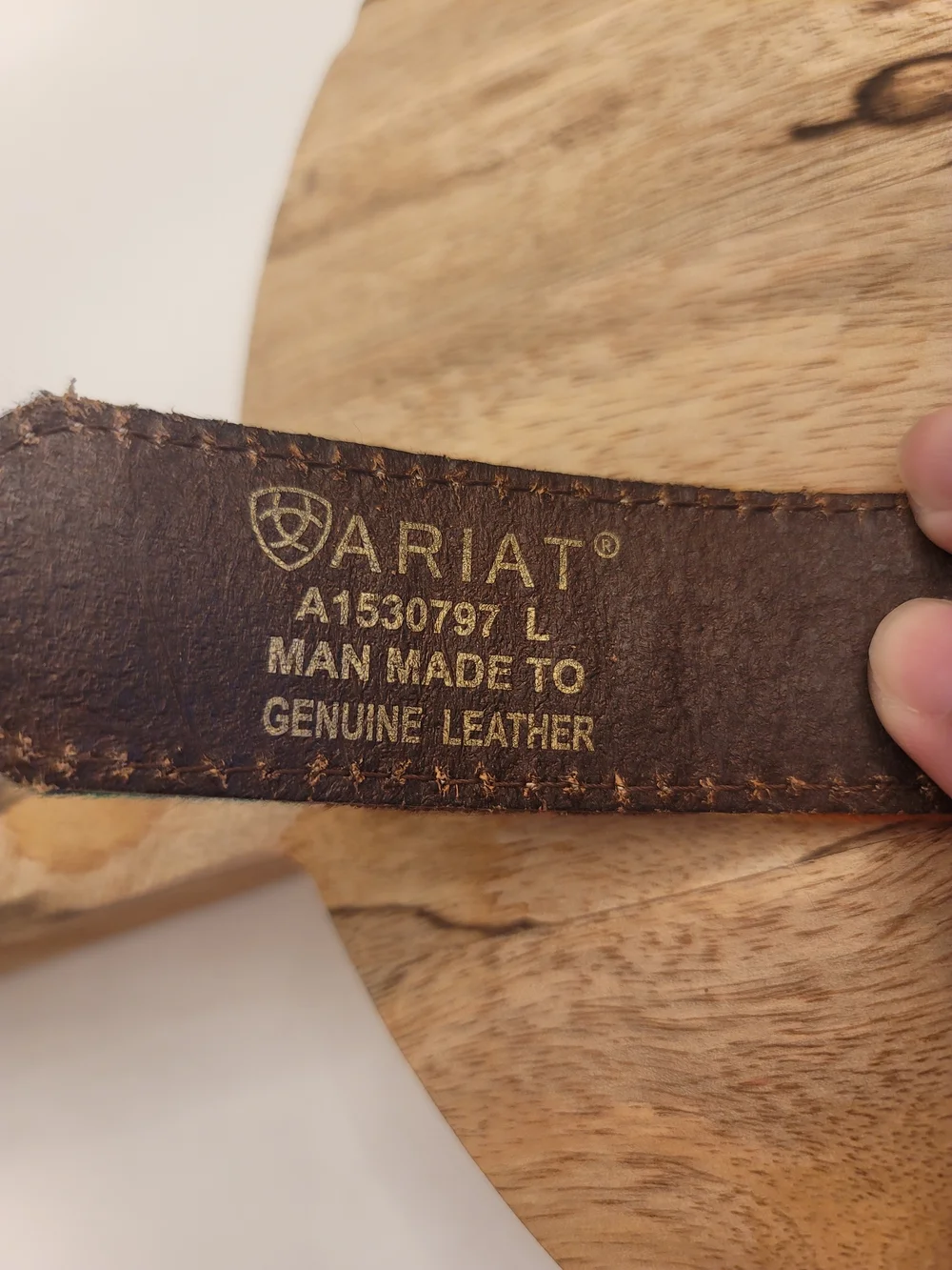 Ariat Brown Leather Belt with Gold Logo Stamping